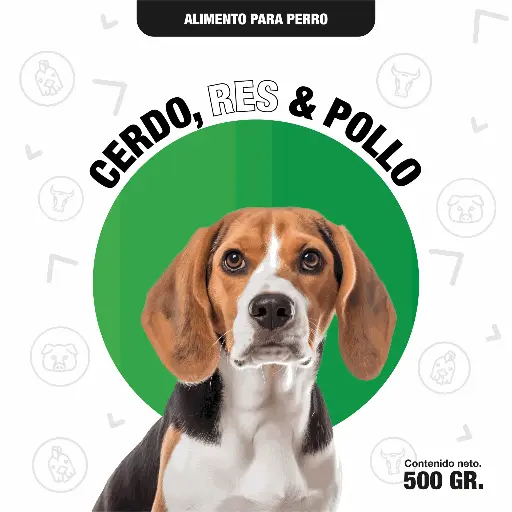 [CERDO500GRPP] Cerdo, res & pollo / 500 gr.